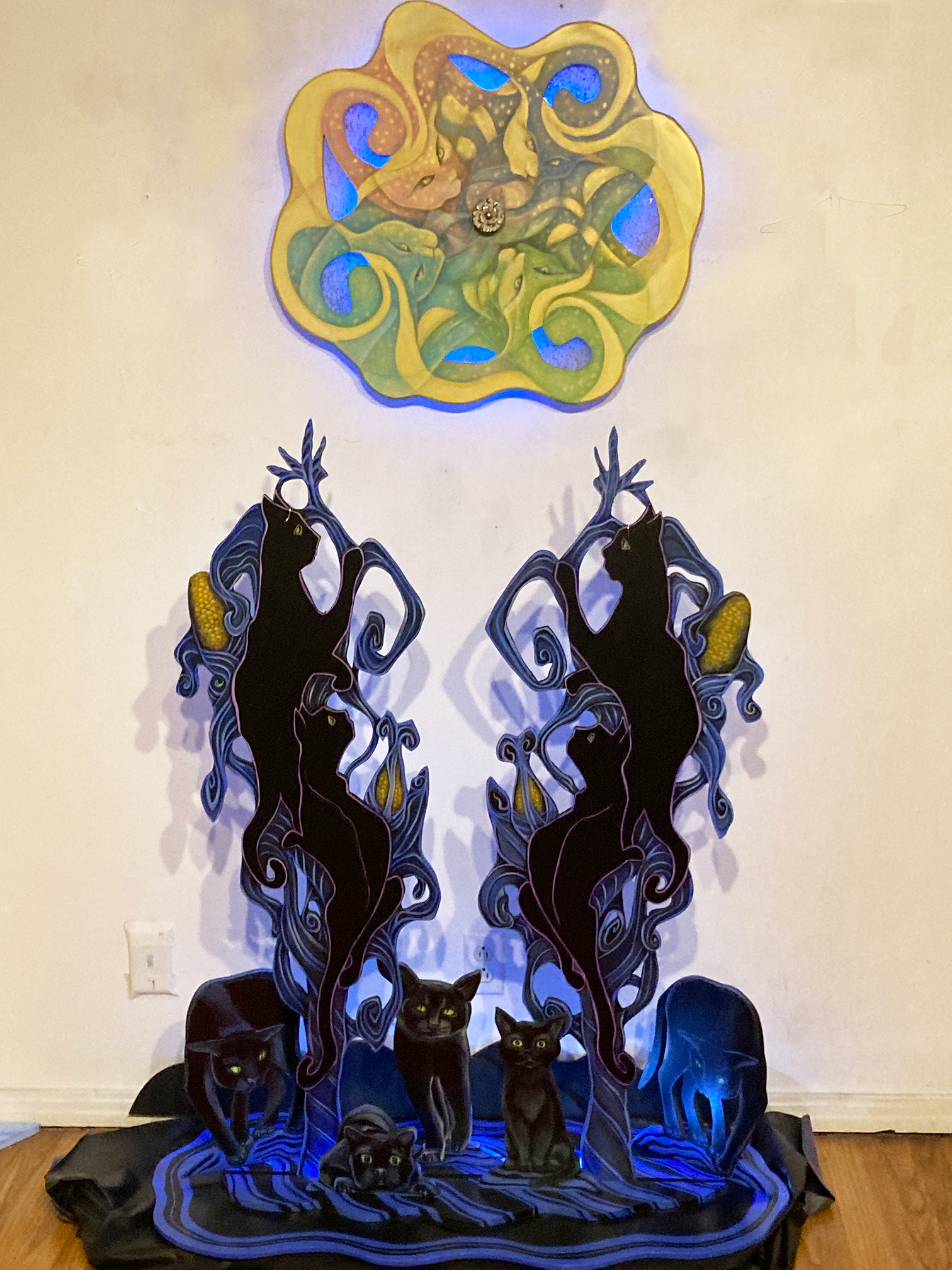 Wild Black Corn Kats and Vim Cat Moon/Sun Backlit